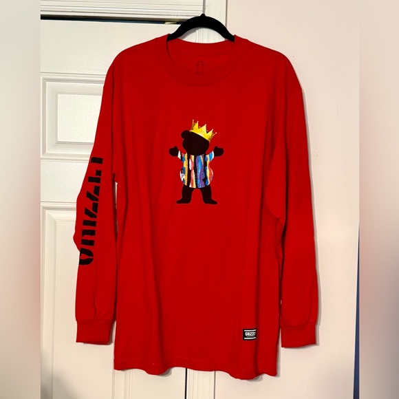 VINTAGE GRIZZLY GRIPTAPE RED LONG SLEEVE T-SHIRT Sz Large NEW WITH TAGS - Picture 1 of 5